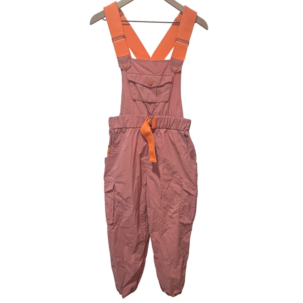 Free People Movement Morning Meadow Overalls Small Pink Orange Cargo Gorpcore - Picture 5 of 11